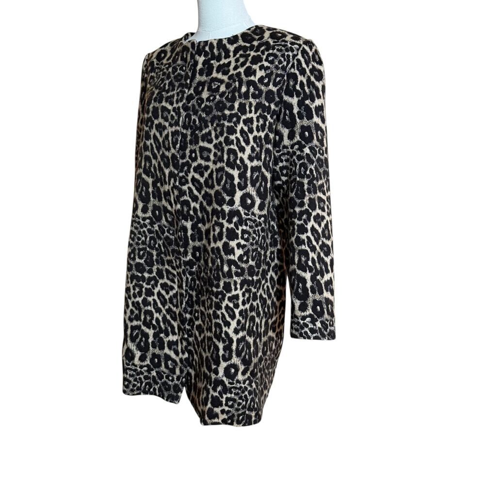 Zara Woman Leopard Print Zipper Front Blazer Jacket Lightweight Size Large - Picture 6 of 9